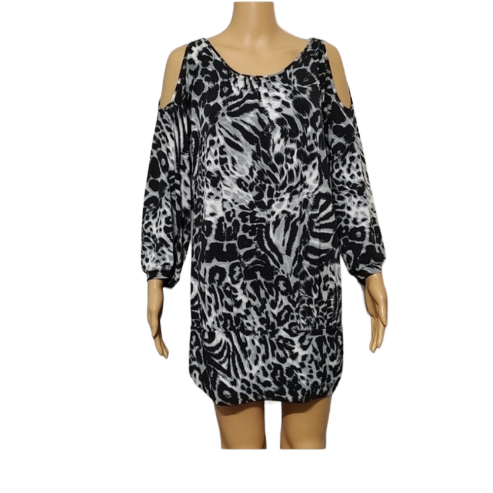 Cato Animal Print Cold Shoulder Dress or Tunic sz XL